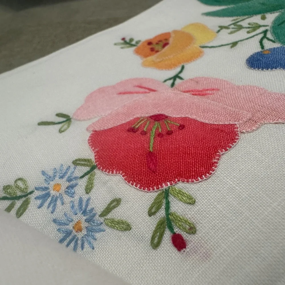 Vintage NOS KEECO Handmade Floral Appliqué Guest Towels - Set of 6 Cottage Core